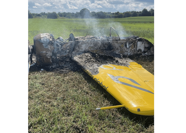 The remains of the light aircraft which crashed outside Abbeyshrule yesterday