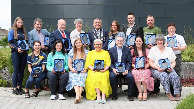 Pictured are recipients of the mayoral awards with the Cathaoirleach of Clare County Council, Cllr Tony O’Brien.