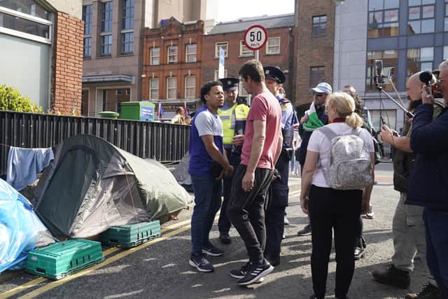 Gardai then stood across the main entrance to the camp at Grattan Court East to prevent access.