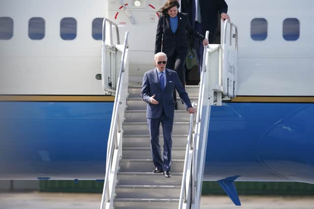 Speaking to reporters after meeting Mr Biden as he ascended from Air Force One, the Green Party leader defended the president’s use of a motorcade of two dozen vehicles during his visit.