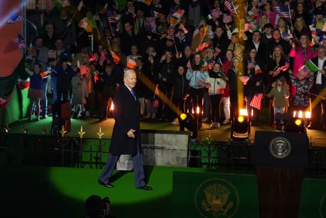 He thanked the thousands in the crowd for their “incredible generosity” for opening up their homes to Ukrainian refugees “fleeing Russia’s brutal violence”.