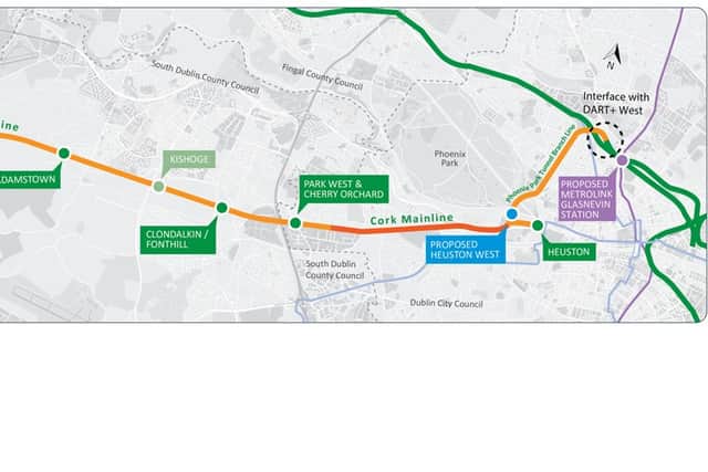 The project will provide a fast, high-frequency and electrified rail service to communities along the route at Islandbridge, Park West and Cherry Orchard, Clondalkin, Adamstown, and Celbridge and Hazelhatch.