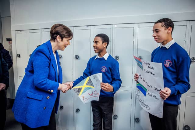 Minister Norma Foley met with students during her visit to Gaelcholáiste an Chláir | PICTURES: Brian Arthur