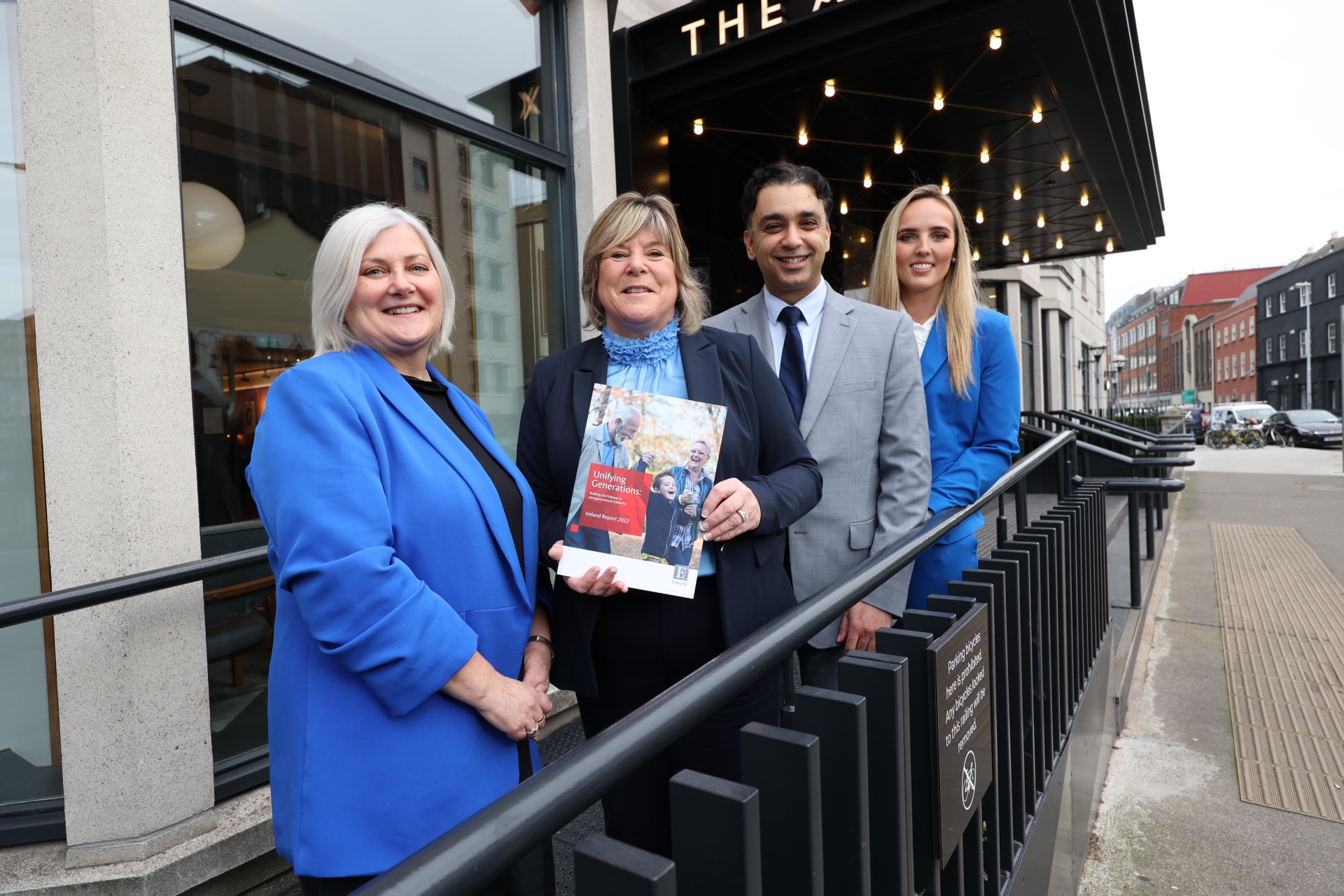 Minister Mary Butler pictured with Ashwin Kher, Business Manager Edwards Lifesciences in Ireland, and speakers at the launch of Edwards Lifesciences Unifying Generations Ireland report in Dublin.