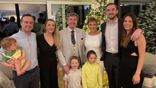 Daniel and Majella with family members at their 20th anniversary celebrations