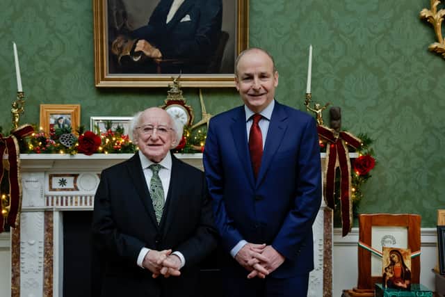Earlier, the Fianna Fail leader had made his way from Government Buildings to Aras an Uachtarain to formally hand in his resignation to Irish President Michael D Higgins.