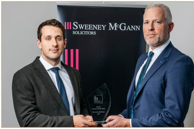 Leading law firm Sweeney McGann LLP celebrated an impressive triple win at this year’s Dye & Durham Irish Law Awards, securing regional awards for Munster Civil Litigation Team of the Year, Munster Employment Lawyer of the Year and winner of the Sports Lawyer of the Year title. The award wins came in a year where competition was stronger than ever, with more than 400 entries submitted by top legal talent across Ireland.