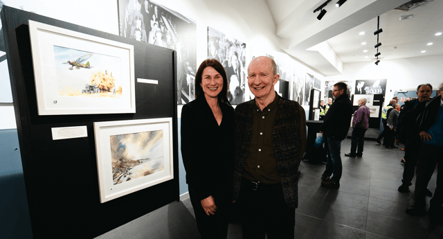 Mary Considine, Shannon Airport Group CEO with artist Philip Brennan