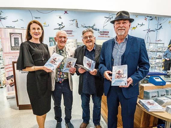 Pictured at the launch of ‘Pulling Back the Clouds’ were Mary Considine, CEO, The Shannon Airport Group, Mike Kelly, Dominic Taylor from the Limerick Writers' Centre and the author Kieran Beville