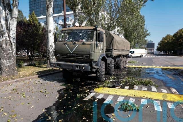 Three people were wounded in night-time shelling of the city of Nikopol, which is across the river from Europe’s largest nuclear power station, regional governor Valentyn Reznichenko said.
