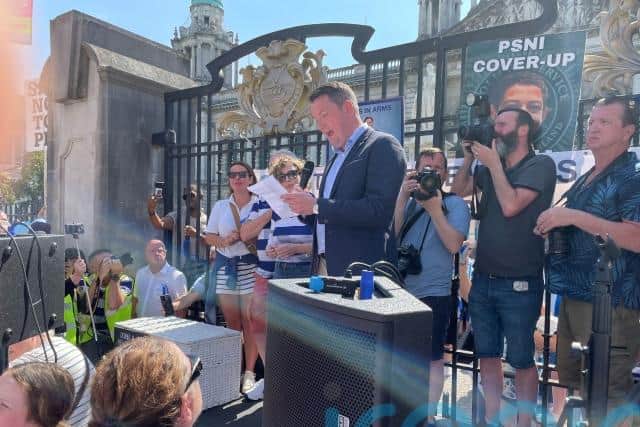 Fiona Donohoe spoke briefly at the end of the protest to thank supporters for attending.