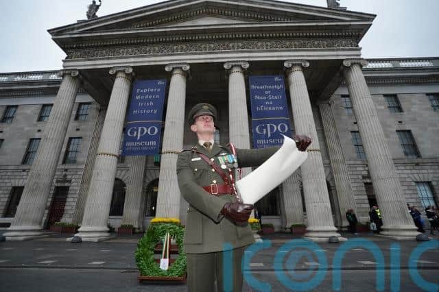 President Higgins laid a wreath during the ceremony, which began at midday on Sunday.