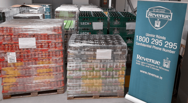 Separately, on March 3, Revenue officers seized approximately 13,000 litres of beer, 225 litres of Asti Martina and 7 litres of Polish Mead at Rosslare Europort, following the search of an Irish registered truck that had disembarked a ferry from Dunkirk, France.