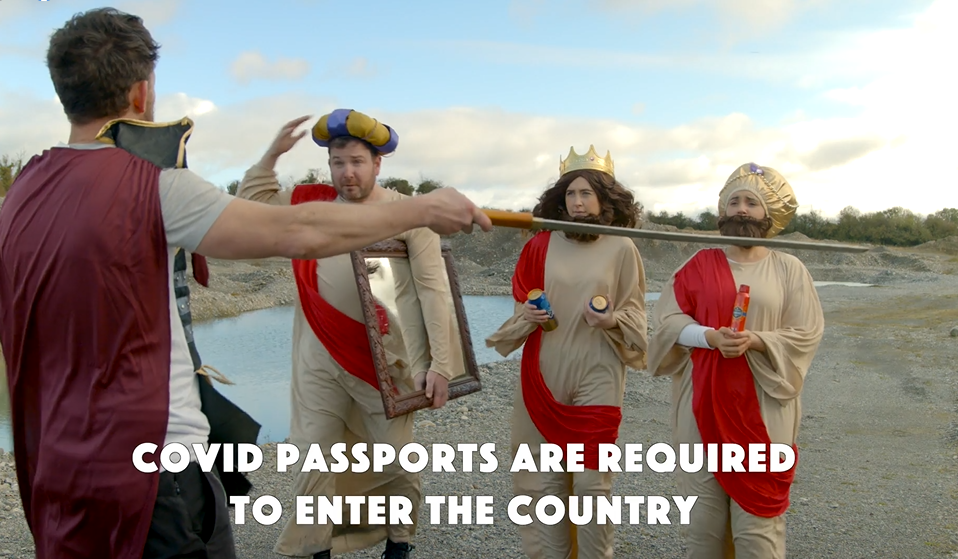 WATCH: Offaly pub's Christmas advert imagines Covid certs at birth of Jesus