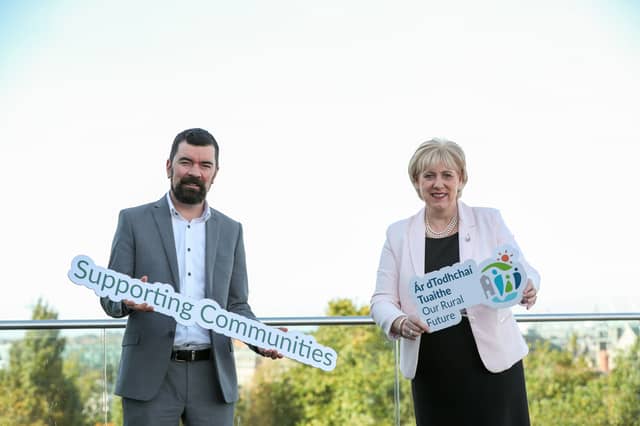 Pictured launching the fund to support community groups are Minister of State Joe O’Brien and Minister Heather Humphreys. Photo: Julien Behal Photography