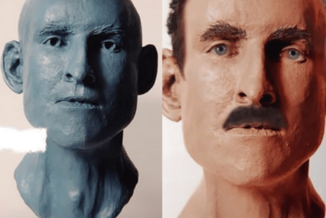 During the course of the initial investigation, a clay model was created to show what the person may have looked like when alive. 