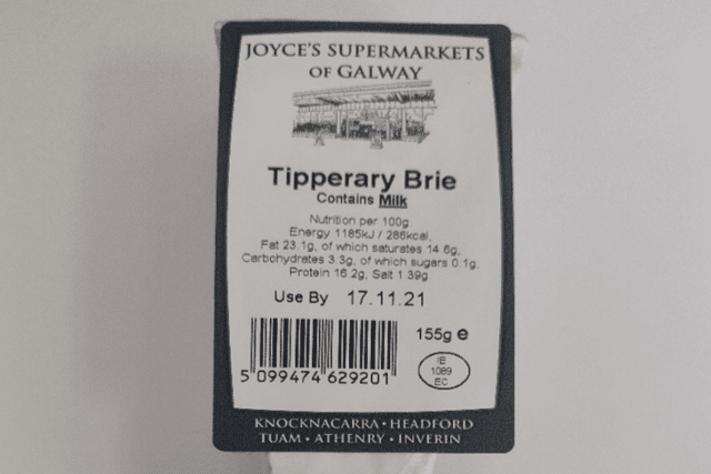 The Food Safety Authority of Ireland (FSAI) released an alert about the implicated batch of Joyce's Supermarkets of Galway Tipperary Brie yesterday. 