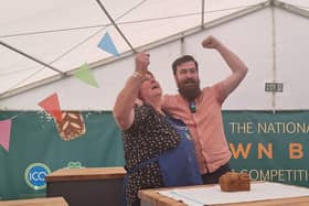 Rose Egan celebrates her win with her son Gary(right) and her brown bread (front) | PICTURE: Ellen Gough