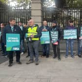 Oireachtas staff staging a strike outside Leinster House