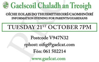 Come experience all that Gaelscoil Chaladh an Treoigh has to offer at their open night!