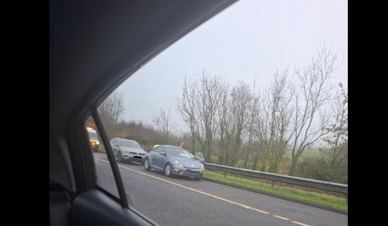 Traffic delays for commuters following two-car-collision on motorway