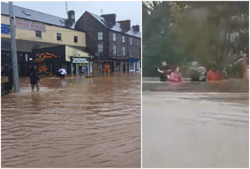 Gardaí in Storm Babet warning as footage emerges of people waist high in floods