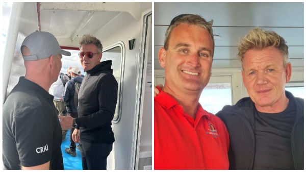 Gordon Ramsay chatting onboard and with Doolin Ferry owner Liam O'Brien