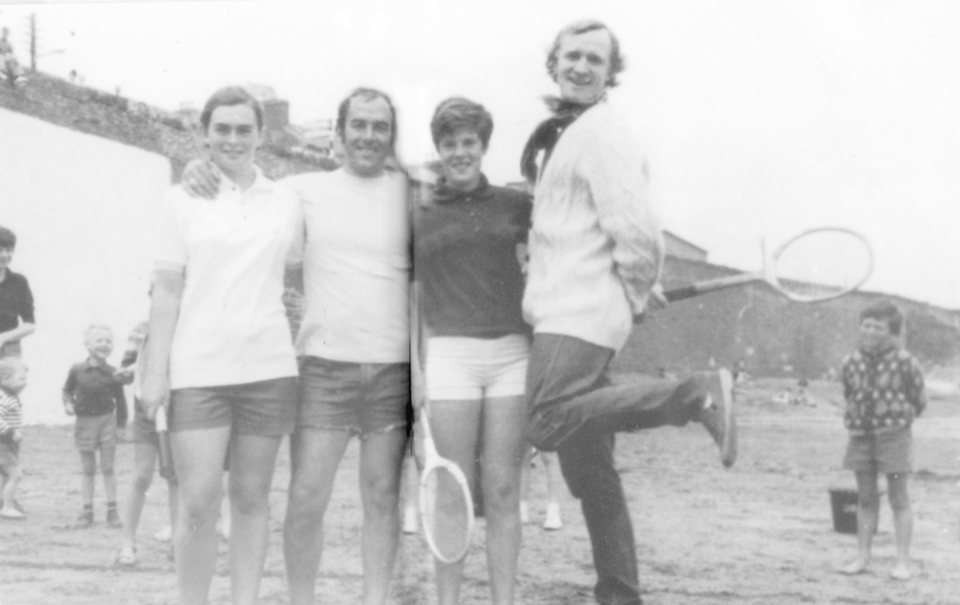 Competing in the Tivoli Cup Racquets Competition in 1970 were Hollywood icon Richard Harris and Mary O'Connor, on the right, and Kilkee Marine Search and Rescue founder Manuel Di Lucia with a Miss Kennedy from Limerick. Richard and Mary won this quarter final 21-19 but were knocked out in the next round by Limerick solicitor Joseph Griffin and partner. PhotographerThomas Byrne. From the collection of Manuel De Lucia.
