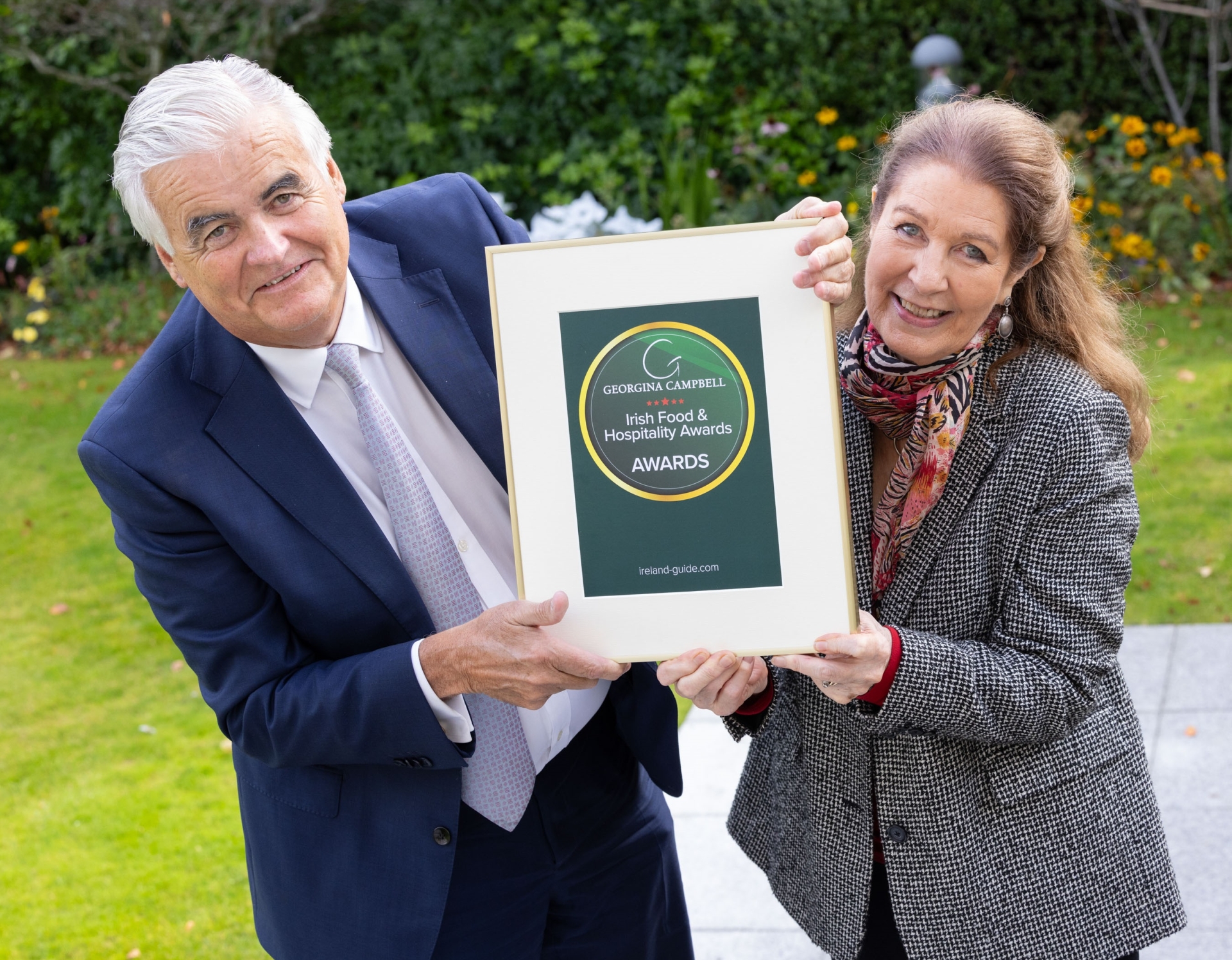 Georgina Campbell 2024 Awards - Georgina with Mark Nolan Dromoland Castle, Host of the Year 2024 